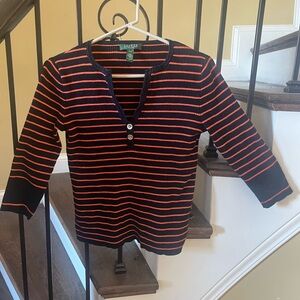 Ralph Lauren Black and Orange Striped Top
